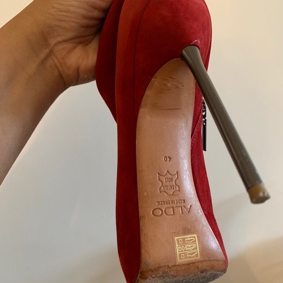 ALDO Red Suede Pinheel Ankle Booties - Picture 5 of 5